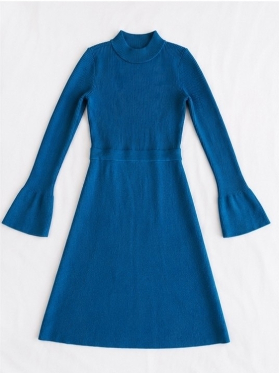 Ann Taylor Dresses & Skirts - Ann Taylor Women Teal Knit A-Line Dress with Flared Sleeves